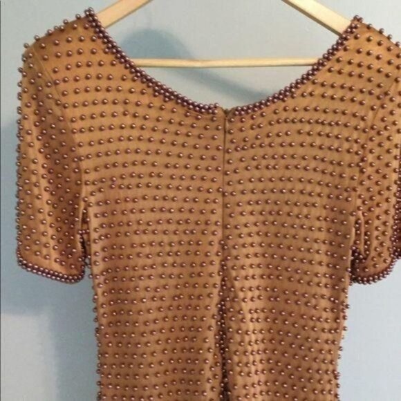 VINTAGE Bronze Beaded Dress 80’s - Picture 6 of 7